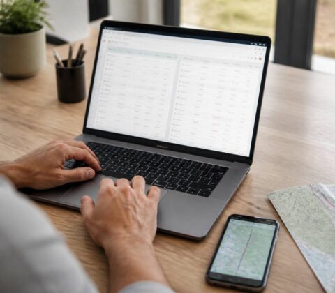 Reizen vergelijken op een laptop met reisopties naast elkaar