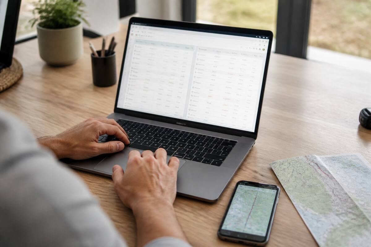 Reizen vergelijken op een laptop met reisopties naast elkaar